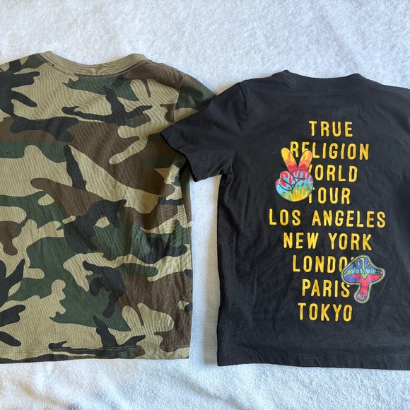 True Religion Boys T-Shirt Bundle (2) Camo + Black Graphic Tees - Picture 1 of 2